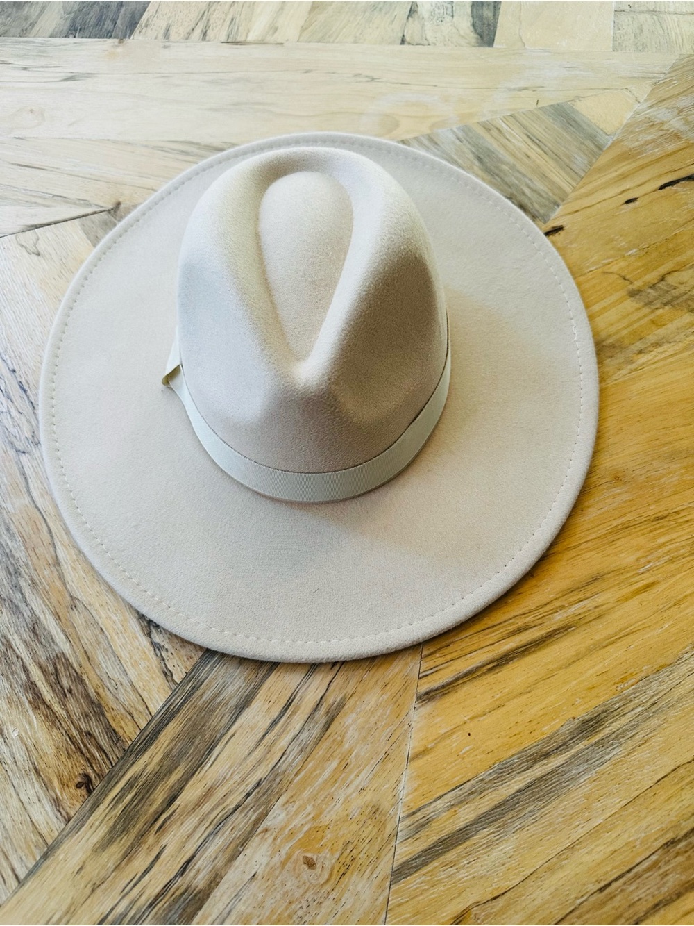 Luna Halo Wide Brim Felt Hat — Hand Painted Floral Brim - Picture 2 of 5